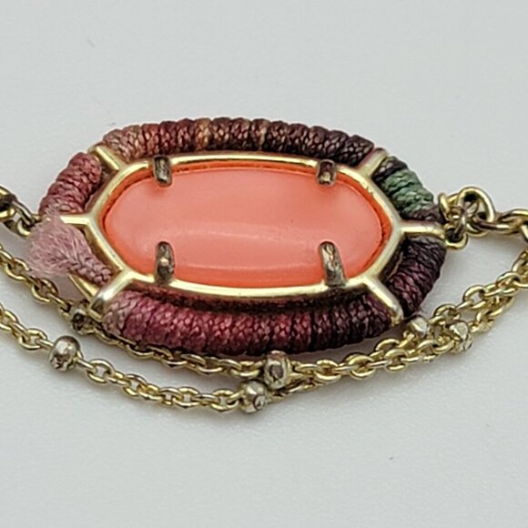 Vintage Kendra Scott Orange Stone Bracelet Gold Tone Multi Chain 7" Adjustable - Picture 2 of 6